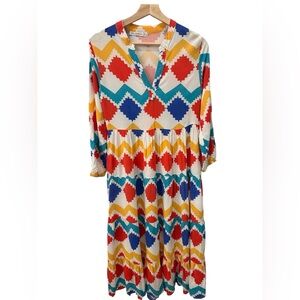 Ashilda Colorful Geometric Boho Maxi Dress Size S